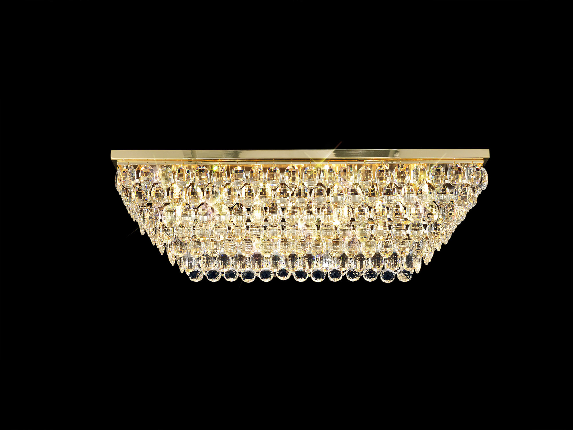 Coniston French Gold Crystal Ceiling Lights Diyas Linear Crystal Fittings